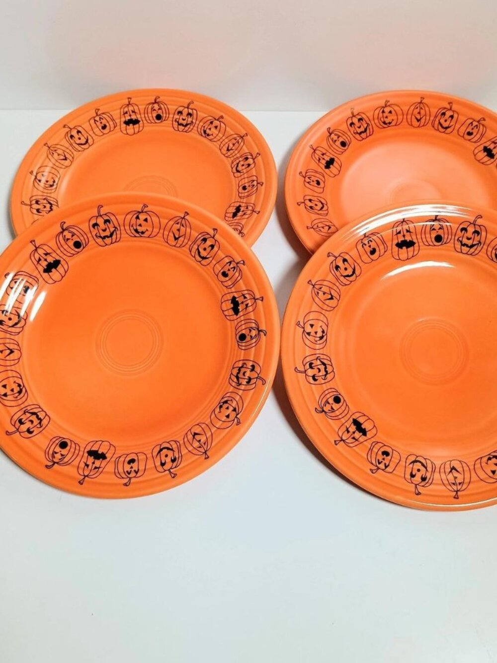 Fiesta Carson's Jack o Lanterns Plate in Tangerine Halloween Pumpkins Set of 4